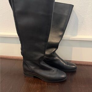 Clarks Classic Black Knee-High Leather Riding Boots
